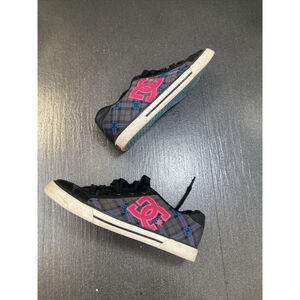 DC Girl's Chelsea SE Shoe - Blue Denim Chambray/White Dot/Pink Laces 302252 7.5